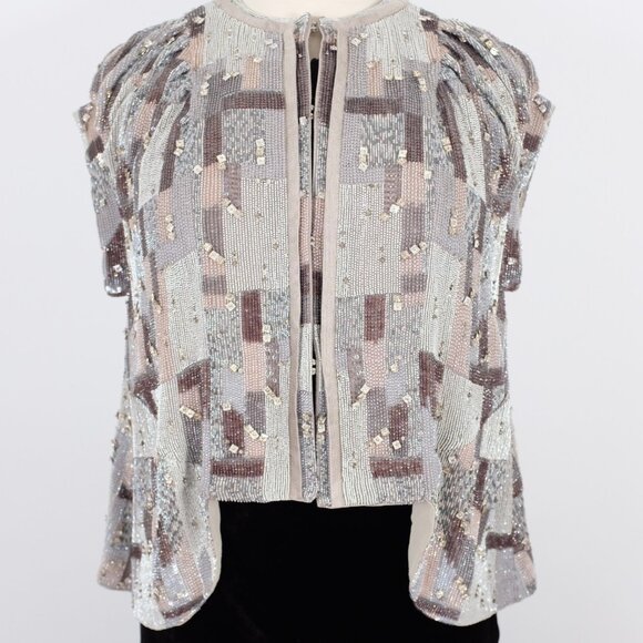 Giorgio Armani Black Label jacket sz S / M couture embellished jacket silver 12k - Picture 1 of 14